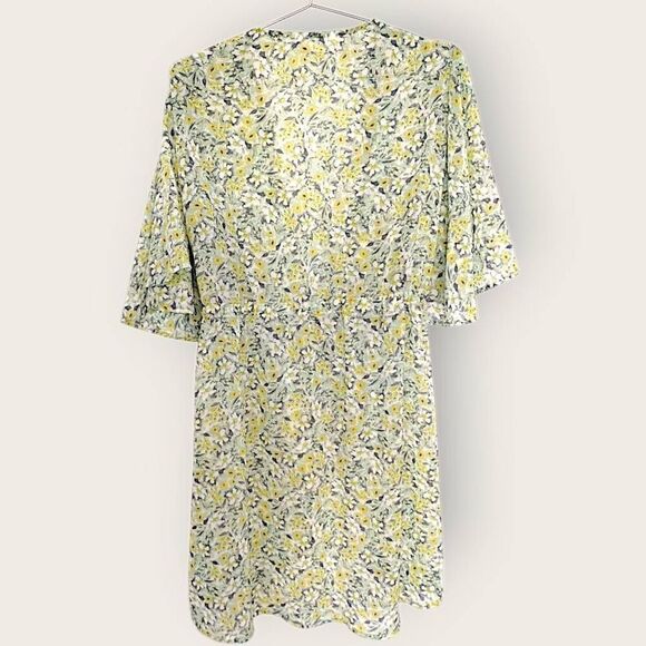 Lauren Conrad Womens Coverup Butter Yellow Green Floral Sheer Waist Tie Beachy - Picture 2 of 12